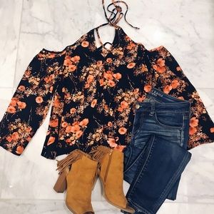 Floral Bell Sleeve Top
